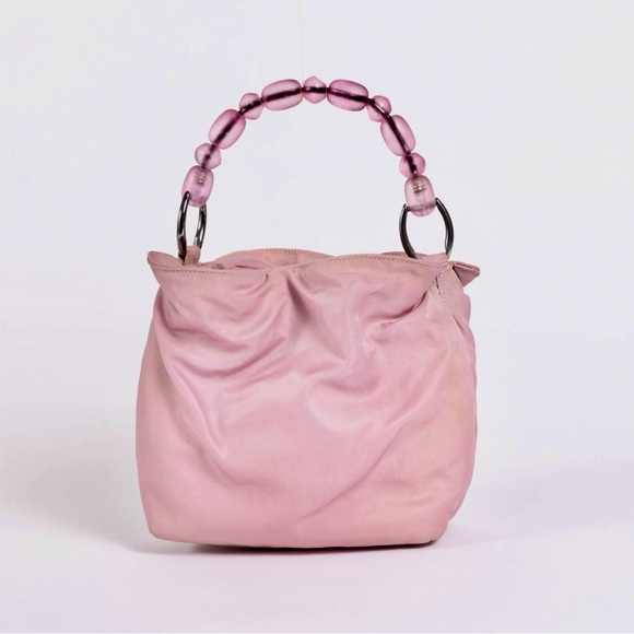 CHRISTIAN DIOR Maris Pearl Hand Bag Nylon Pink preloved - Picture 5 of 10